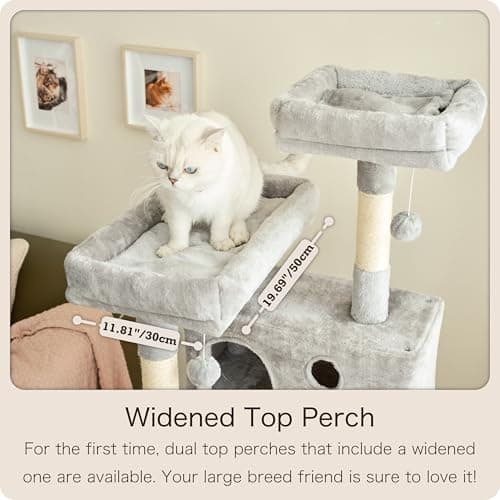 OURITSU 57 Inch Cat Tree, Large Cat Tower, Light Gray