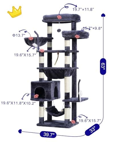 Smoky Gray Cat Tree for Large Cats GCT020G