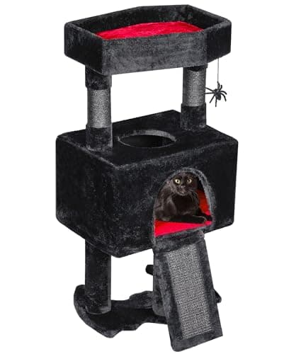 Gothic Cat Tree with Coffin Bed and Condo – Halloween-Inspired Pet Furniture