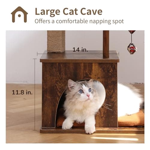 Modern Cat Tree with Scratching Post, Hammock, and Silvervine Balls