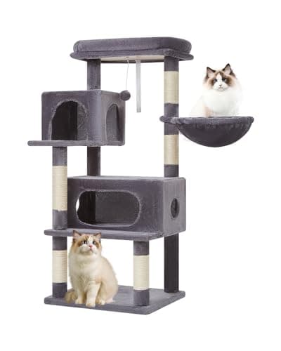 Taoqimiao Light Gray 38.2-Inch Cat Tree with Adjustable Baskets & Lux Perch MS029SW — Smoky Gray