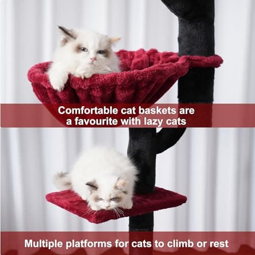 Floor to Ceiling Gothic Cat Tree with hammock - Adjustable Tall Climbing Tower for Indoor Cats