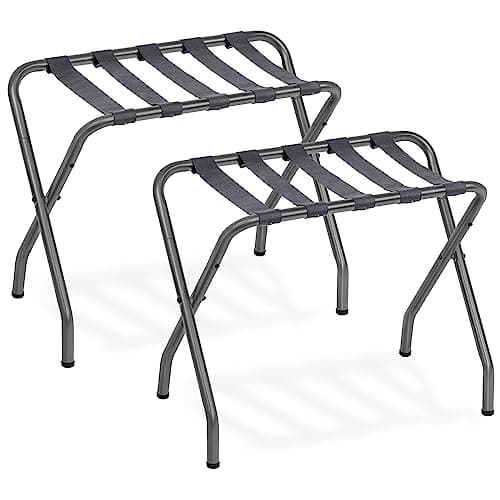 Luggage Rack, Pack of 2, Metal Suitcase Stand, Holds up to 100 lb, Gray Steel Frame