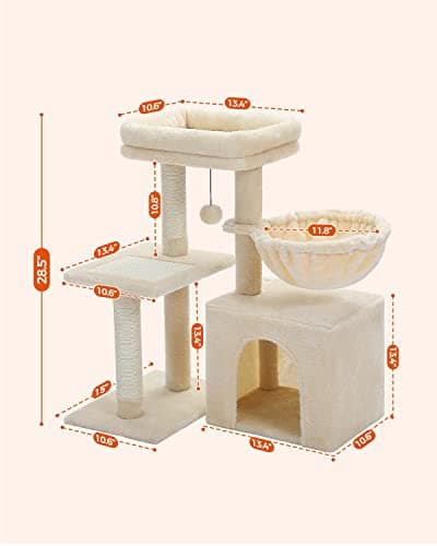 Small Cat Tree with Scratching Posts and Hammock