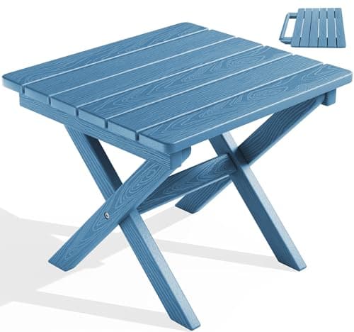 Serwall HDPE Adirondack Portable Outdoor Side Table, Black — Navy
