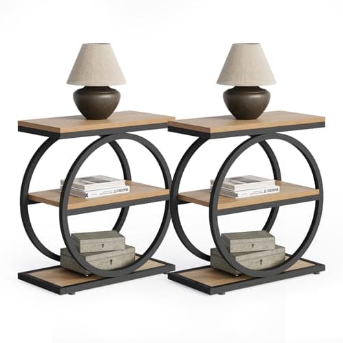 Little Tree 3-Tier Gray & Black End Table for Living Room and Bedroom — Oak