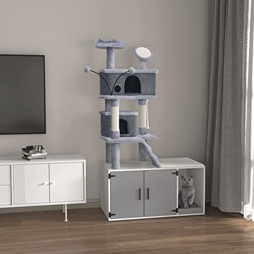 GDLF All-in-One Cat Tree with Enclosure & Washroom 65"