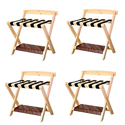 Professional Black Wooden Luggage & Shoe Rack for Guest Rooms — Wood Color