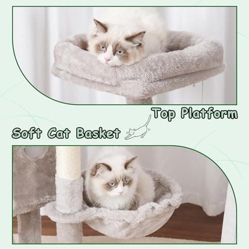 Light Gray Multi-Level Cat Tower GCT005SW with Scratching Board and Perches
