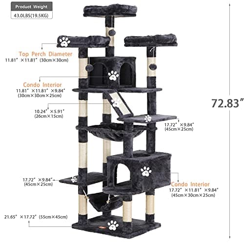 Heybly Large Cat Tree for Indoor Cats Multi-Level Furniture Condo