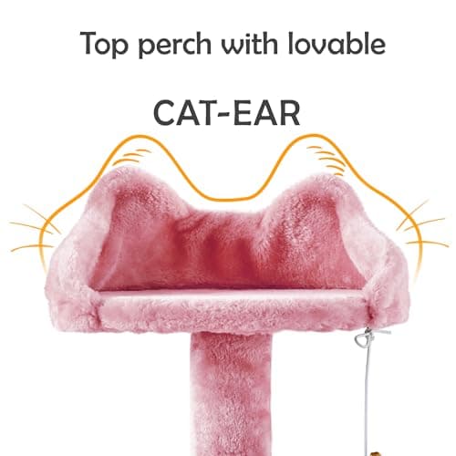 Topeakmart 57" Multi-Level Cat Tree with scratching posts & pink playhouse