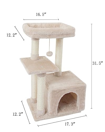 Beige Sisal Cat Tree withJump Platform and Scratching Posts