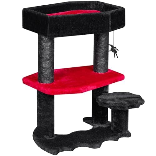 Bewishome Gothic Cat Tree with Coffin Bed & Scratching Post MMJ94R