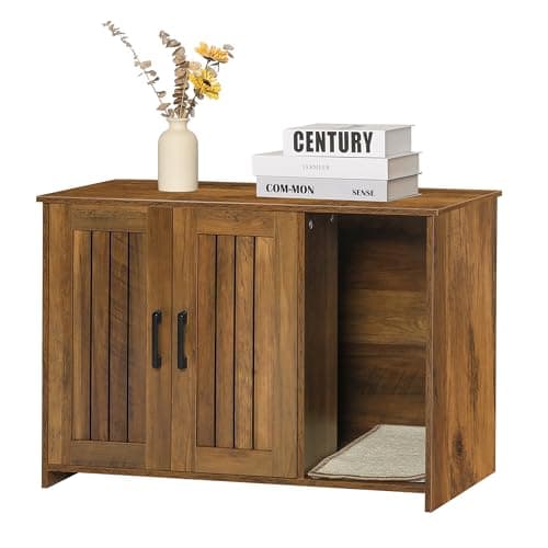Dwanton Black & Rustic Brown Cat Litter Box Enclosure — Warm Brown