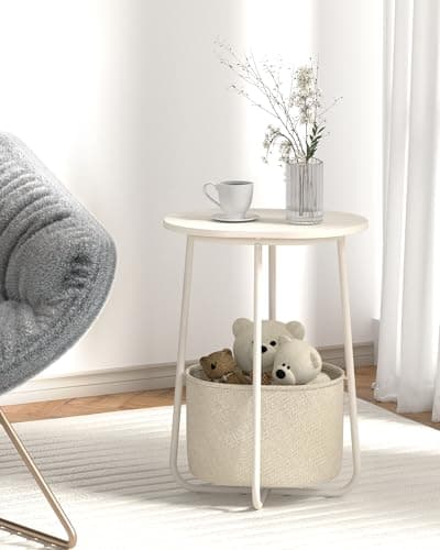 TUTOTAK White TB01BW063 Cloth Storage End Table - Living & Bed Room