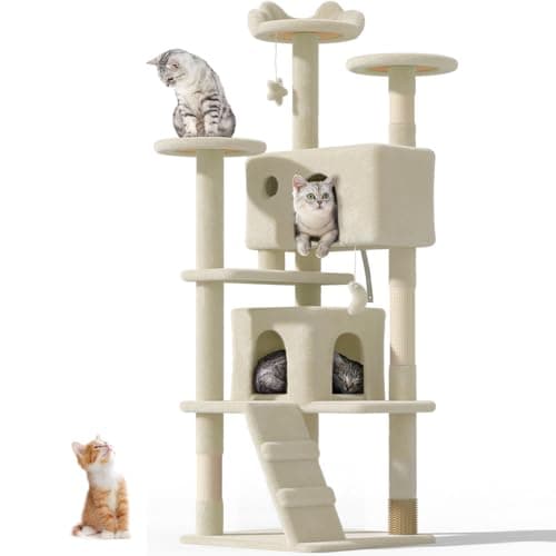 large indoor cat tree tower for big cats — Beige