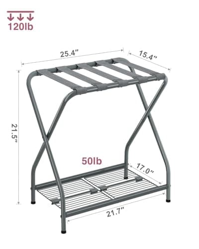 Foldable Suitcase Stand with Storage Shelf, LR-GY-1