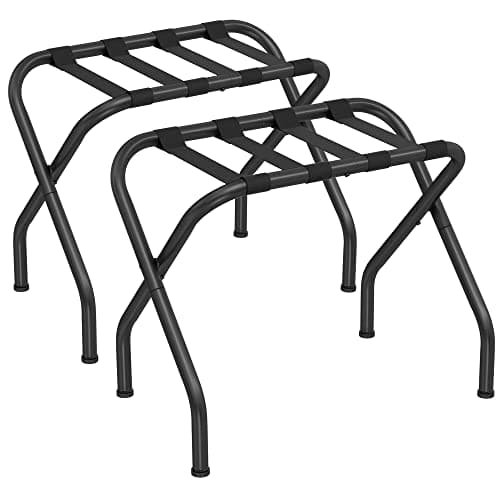 Luggage Rack Set for Guest Room - Set of 2, Foldable Steel Frame (Holds 110 lb)