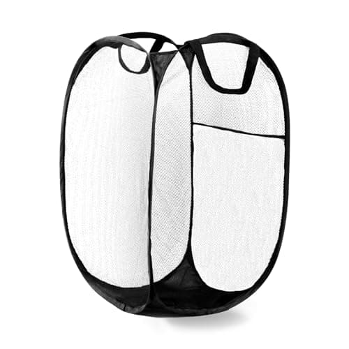 Collapsible Pink Pop Up Laundry Hamper for Travel and Storage — Black