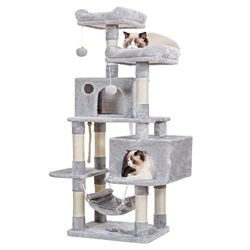 Hey-Brother Light Gray Multi-Level Cat Tree with Scratching Posts & Plush Condos MPJ020-SW