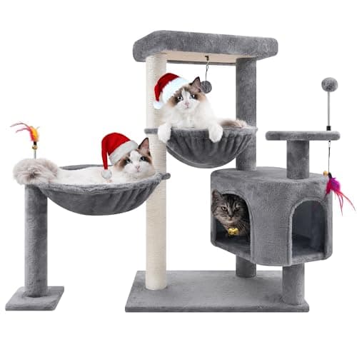 YOUPET Grey 33.46in Multi-Level Cat Tree with Hammocks and Scratching Posts — Grey