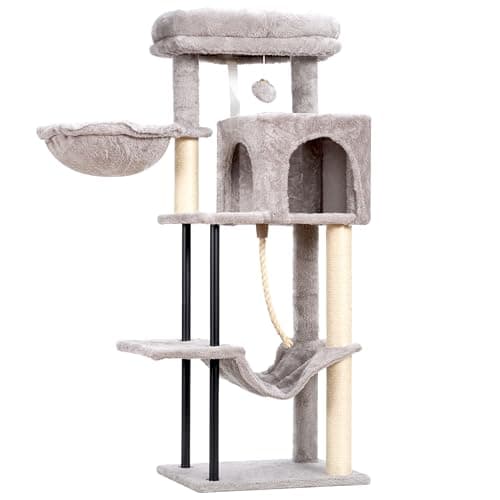 Light Gray 43.3 inch Sturdy Cat Tree Tower for Indoor Cats — Light gray