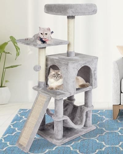 MIAO PAW Rainbow Cute Indoor Cat Tree with Scratching Post & Hammock — Grey