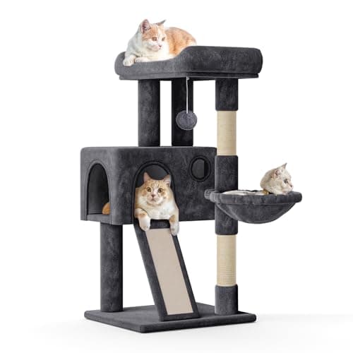 MoNiBloom 36 Inch Cat Tree with Condo & Scratching Post, Light Grey — Smoky Grey