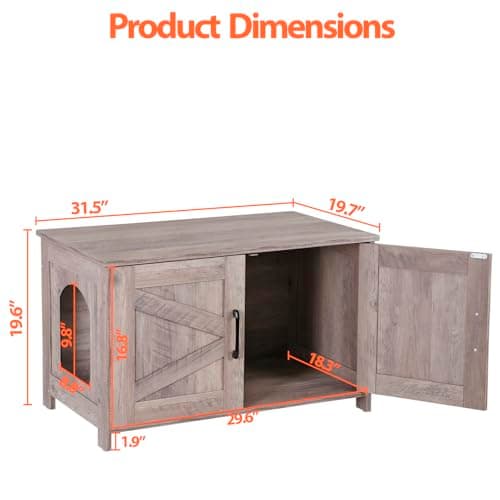 ZENY Cat Litter Box Enclosure, Wooden Divider, Farmhouse Style, Hidden Cabinet