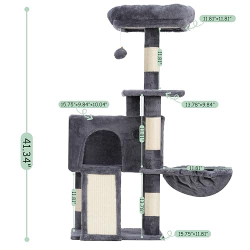 Smoky Gray Multi-Level Cat Tower with Scratching Board GCT005SG