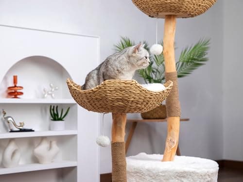 U-Moving 46" Natural Wood Scratching Tree for Large Cats