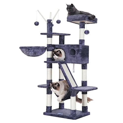 Smoky Gray MPJ019-SG Hey-Brother 53" Cat Tree for Indoor Cats — Smoky Gray