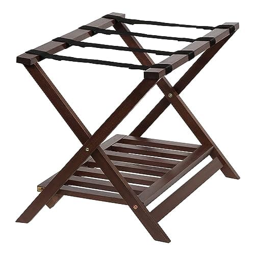 PJ Wood Folding Luggage Rack with Shoe Storage (2 Pack)