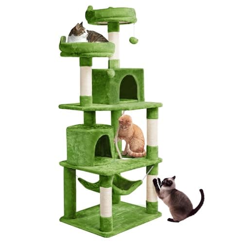 Yaheetech 62.2in Cats' Tree with Platform & Hammock for Indoor Play and Relaxing — Green