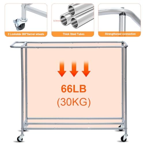 Laundry Separator Hamper with Rolling Wheels for Dirty Clothes Storage