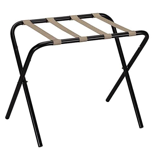 2126-1 Black Frame Khaki Straps Folding Luggage Rack
