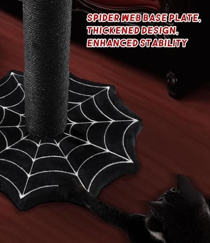 Halloween Goth Cat Scratching Post with Spider Toys