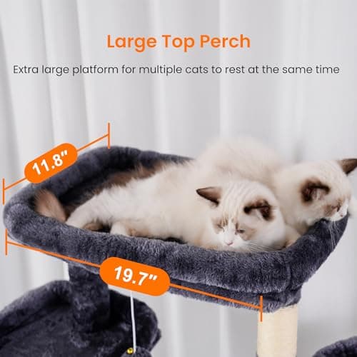 Heybly 78-Inch Multi-Level Cat Tree for Indoor Cats with Plush Perches, Scratching Board, and Caves - Smoky Gray