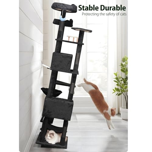 Large Multi-Level 85-inch Tall Cat Tree for Maine Coons with Scratching Post & Hammocks