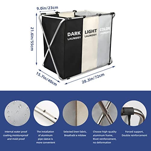 180L Tall Collapsible Laundry Hamper with Handles for Storage and Organizing in Dorms and Closets (1-Pack)