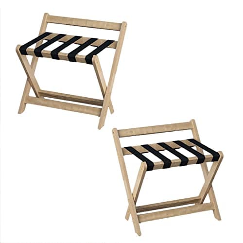 2Pack Portable Folding Luggage Rack with Backrest, Non-Slip Hotel Suitcase Stand(Black) — Yellow