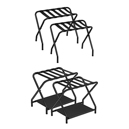 HOOBRO DOUBLE Tiers Metal Luggage Holder, Black BK02-04XLP2