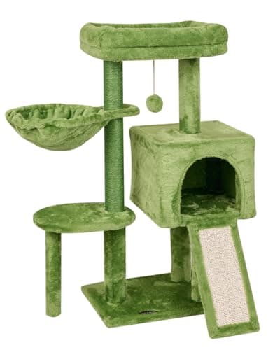 Cute Pink Cat Tree with Scratching Posts & Jump Platform — Green