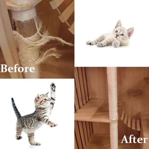 Cat Sisal Rope Replacement for Scratching Post and Cat Tree (6mm 66Ft)