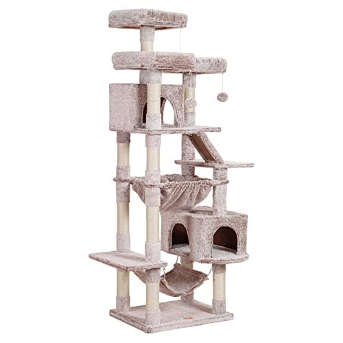 Large Cats Cat Tree, 73 Tall Heavy Duty Cat Tower with Padded Perch, Cozy Basket and Scratching Posts