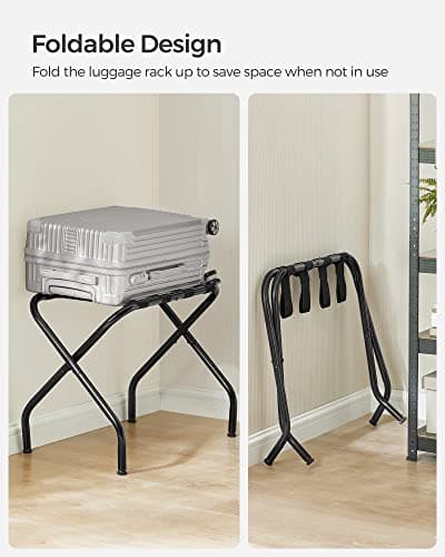 Luggage Rack Set for Guest Room - Set of 2, Foldable Steel Frame (Holds 110 lb)