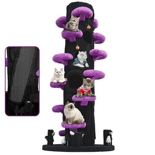Luxury Multi-Level Cat House with Scratching Post for Indoor Cats (Green) — Purple