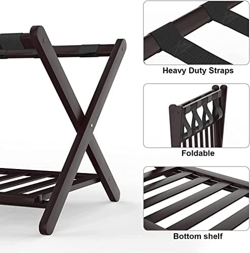 Bamboo Suitcase Stand, 2 Pack, Fully Assembled, Shoe Shelf