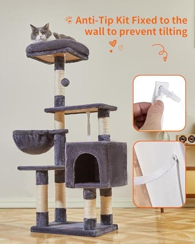 Indoor Cat Tree with Scratching Posts and Hammock