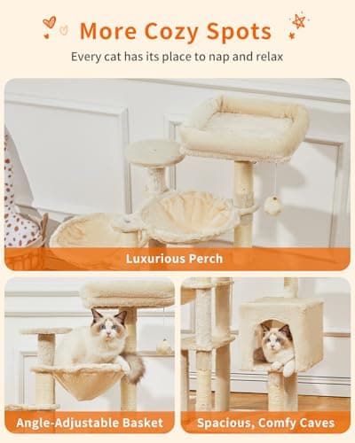 Taoqimiao Beige Gothic Cat Tree, 39.4-Inch Tower for Kittens